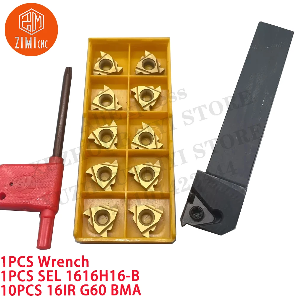 

1PCS SEL 1616H16 Токарный твердосплавный индексируемый Держатель токарного инструмента для нарезания резьбы + 10PC 16IR G60 Вставки ЧПУ металлорежущий инструмент