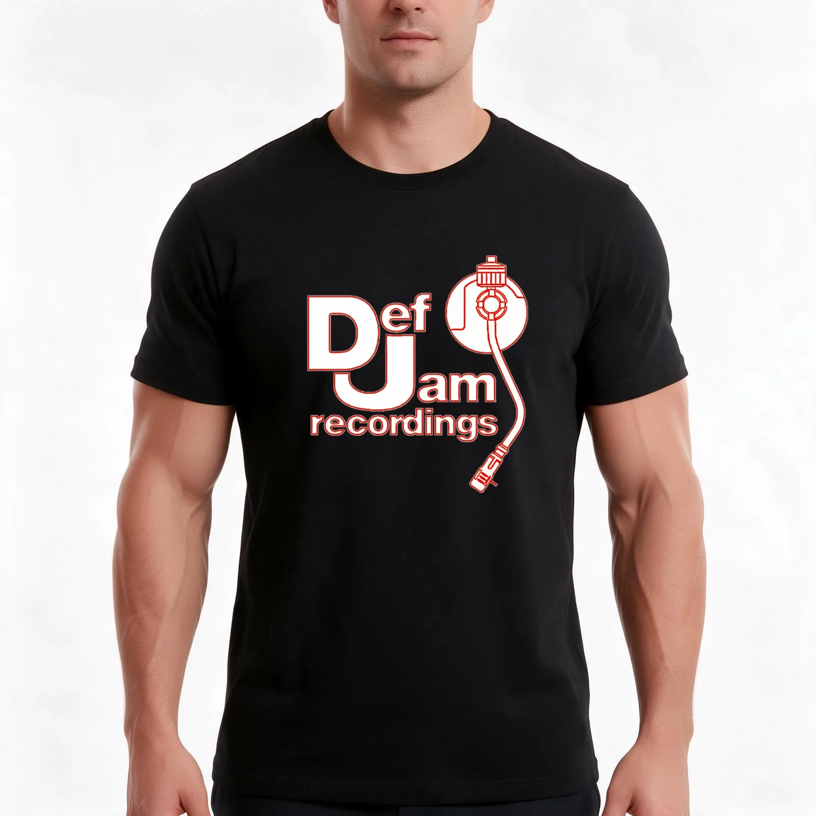 Def Jam Red White Summer Vibe T-Shirt Summer Casual Cotton Tee Oversized Streetwear Tops Vintage Graphic Print 100% Cotton