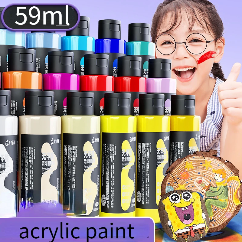 12/24colors Children's Acrylic Paint 59ml/bottle Gypsum Doll DIY Finger Painting Graffiti Formaldehyde Free Acrylic Pigment