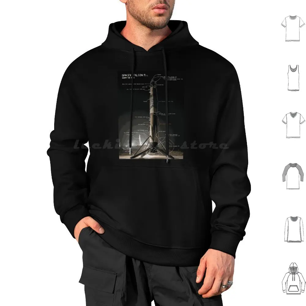 Spacex Falcon 9 Under The Skin Hoodies Long Sleeve Spacex Space X Space Falcon 9 Elon Musk Bleuprint Rocket Spacex