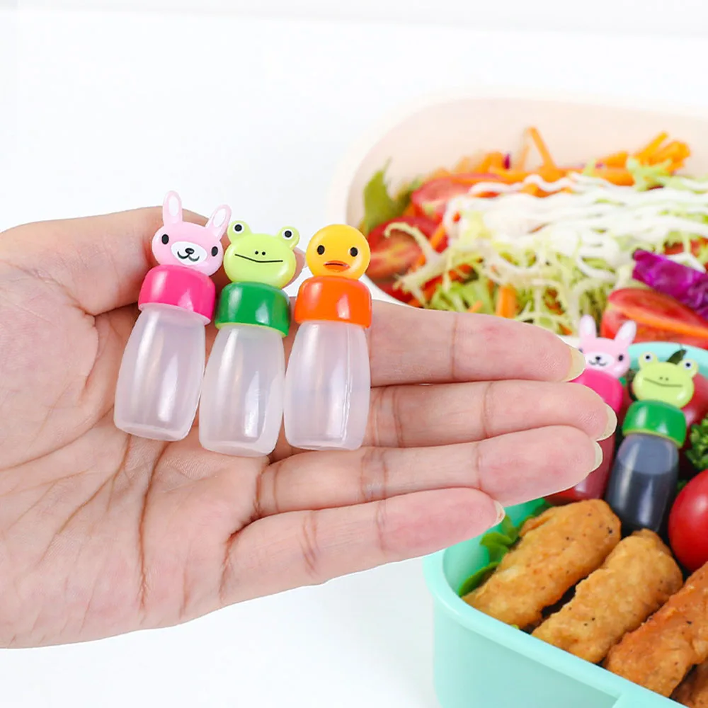 3pcs/set Mini Seasoning Sauce Bottle Small Containers Lovely Rabbit Frog Duck Bottles For Bento Lunch Box Kitchen Jar Accessory