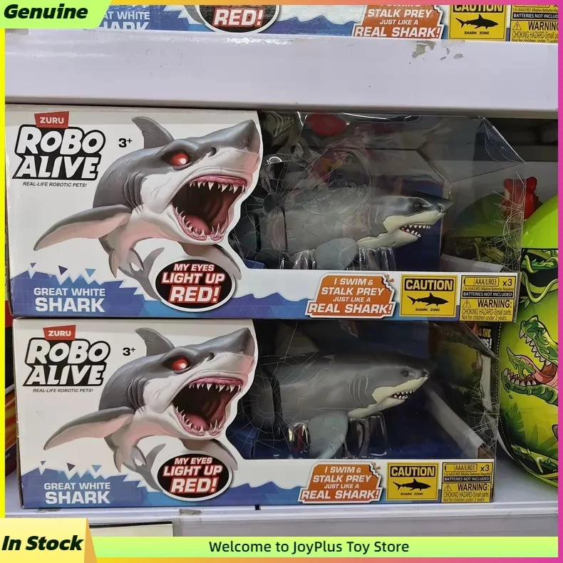 

ZURU Robo Alive Great White Shark Realistic Articulated Wiggle Model Simulation Sea Creature Water Play Toy Surprise Collectible