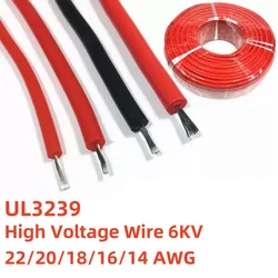1/5Meter 22/20/18/16/14 AWG UL3239 High Voltage Wire 6KV Soft Silicone Wire 200Deg.C Tinned Copper Electrical Cable