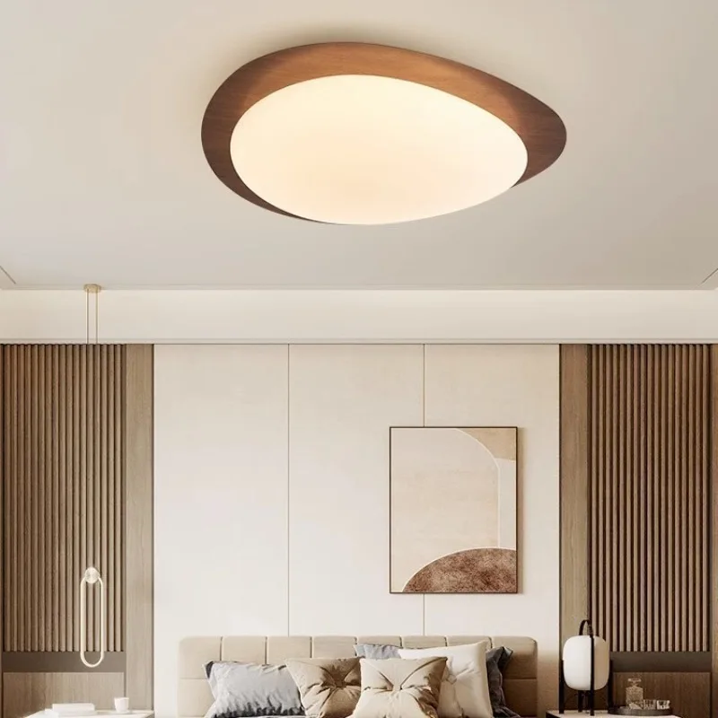 Bedroom lamp Ceiling lamp Modern minimalist creative pebble led lamp Nordic log pattern warm book room