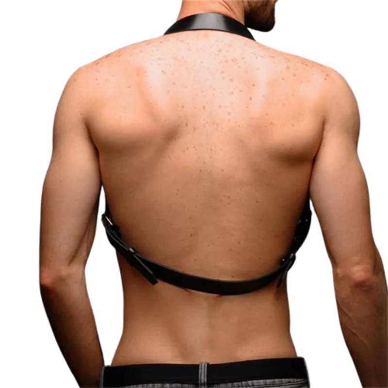 Mens Fetish Leather Chest Harness Chain Belts Sexual Male BDSM Body Straps Lingerie Fashion Punk Rave Gay Harness Accessories