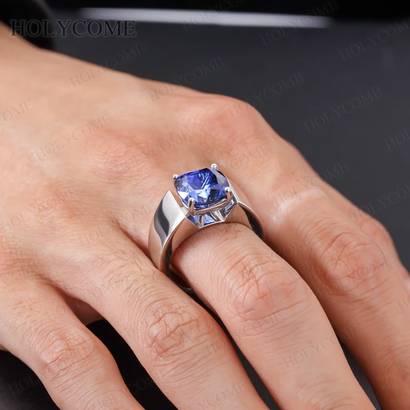 Ringe aus 925er Sterlingsilber für Herren, 5 Karat Moissanit/Im Labor gezüchteter Edelstein, VVS1, modische Geschenke, Verlobung, Hochzeit, hochwertiger Schmuck – Detail 10