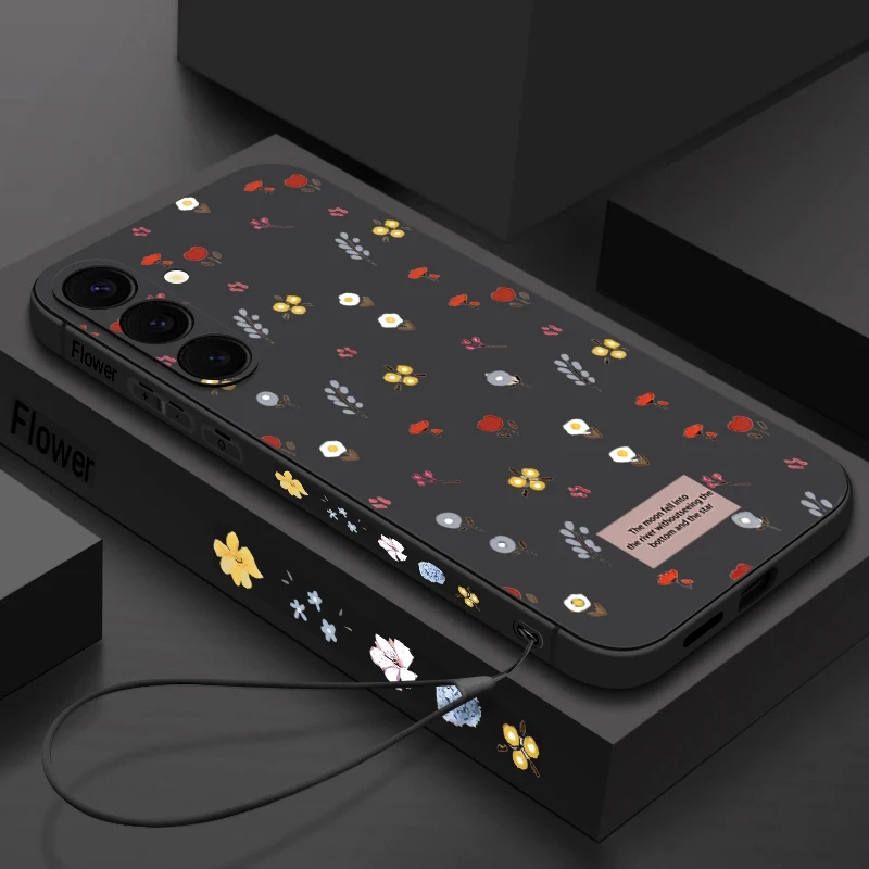 حافظة ناعمة مغناطيسية على شكل زهرة صغيرة لهاتف سامسونج جالاكسي S24 FE S25 S24 S23 S22 Ultra Plus لهاتف Magsafe غطاء حبل للشحن اللاسلكي
