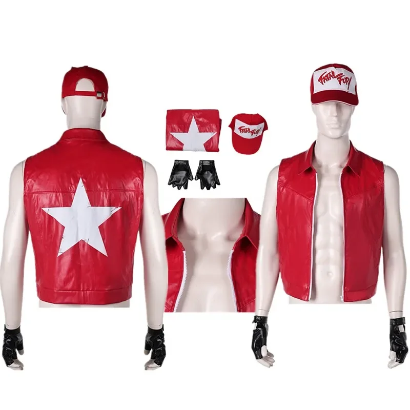 

Fantasia Terry Bogard Cosplay Costume adulte hommes gilet Baseball chapeau gants sans manches manteau tenues Halloween carnaval