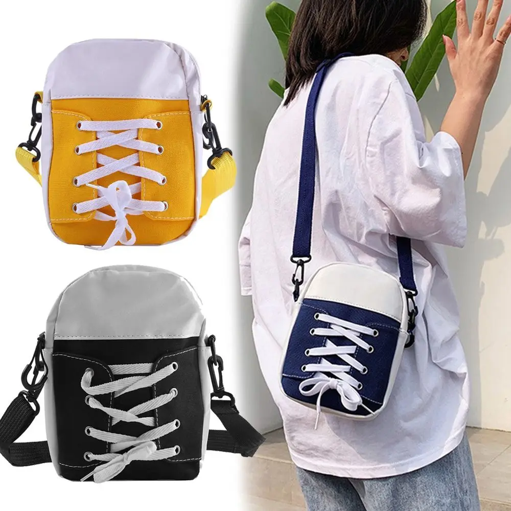 

Shoelace Design Women's Crossbody Bag Canvas Messenger Style Women's Shoulder Bag Personality Shoes Shape Handbag Women Girl