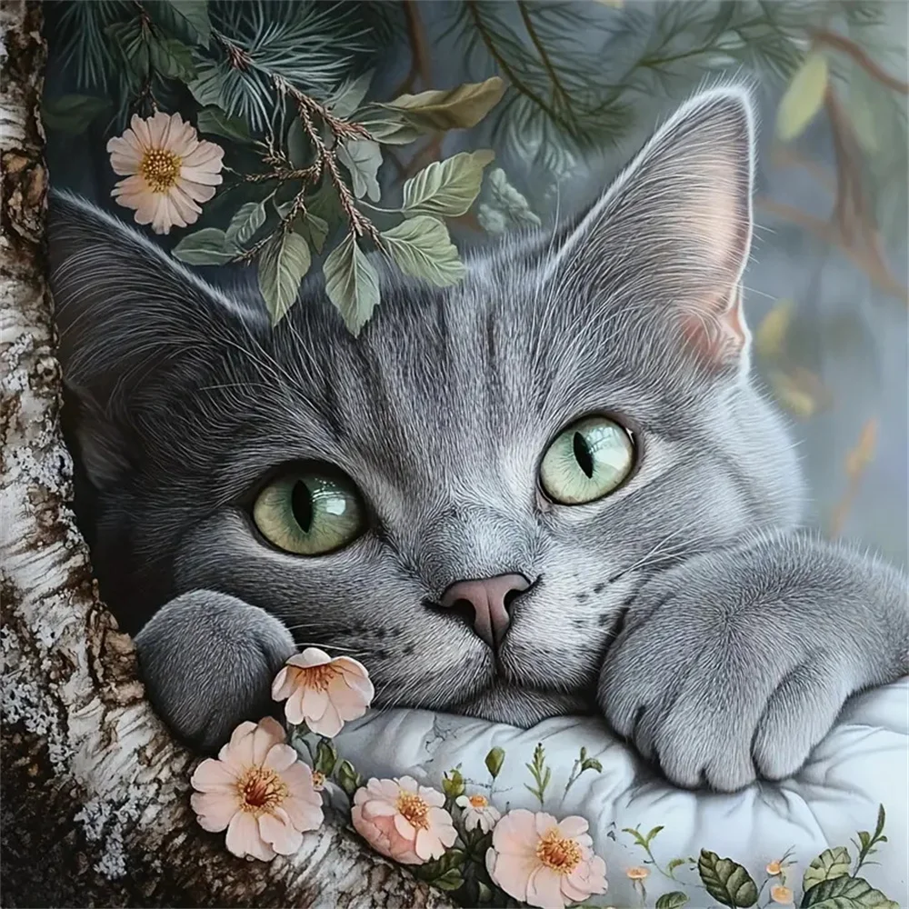Momoart Diamant Malerei Katze Tier Neue Ankunft Diamant Mosaik Blume Bild von Strass DIY Stickerei Dekor für Zuhause
