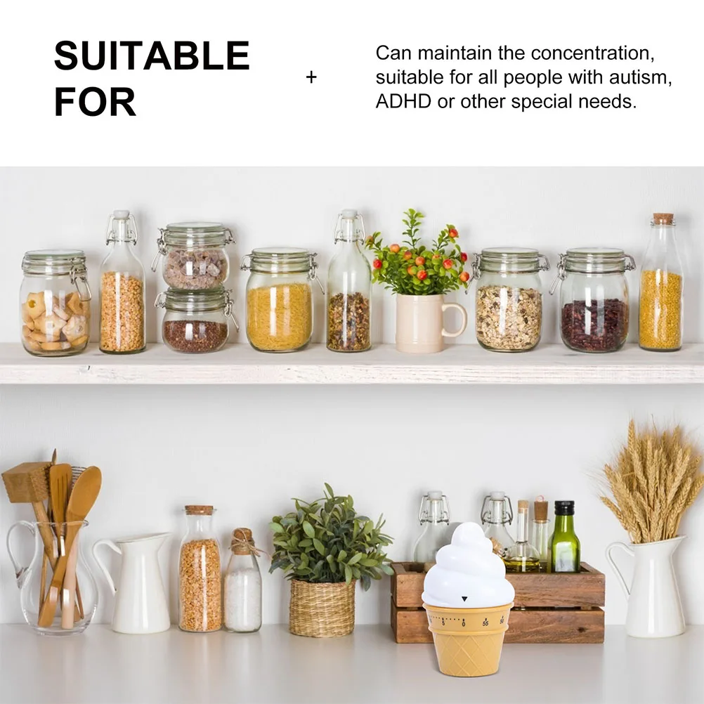 

2Pcs Cartoon Plastic Ice Cream Mechanical Kitchen Countdown Timer Loud Alarm Cooking Baking Reminder Kitchen Timer