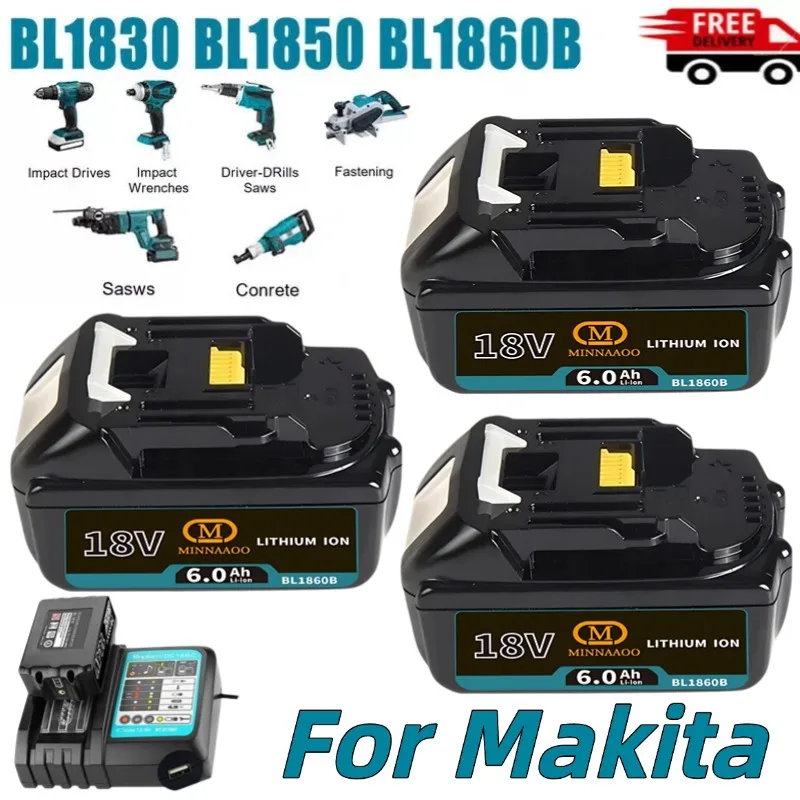

Original For Makita 18V battery 6Ah/5Ah Lithium for Makita DDF487 DGA404 DTW285 BL1860/BL1850/BL1840 18V Power Tool Battery