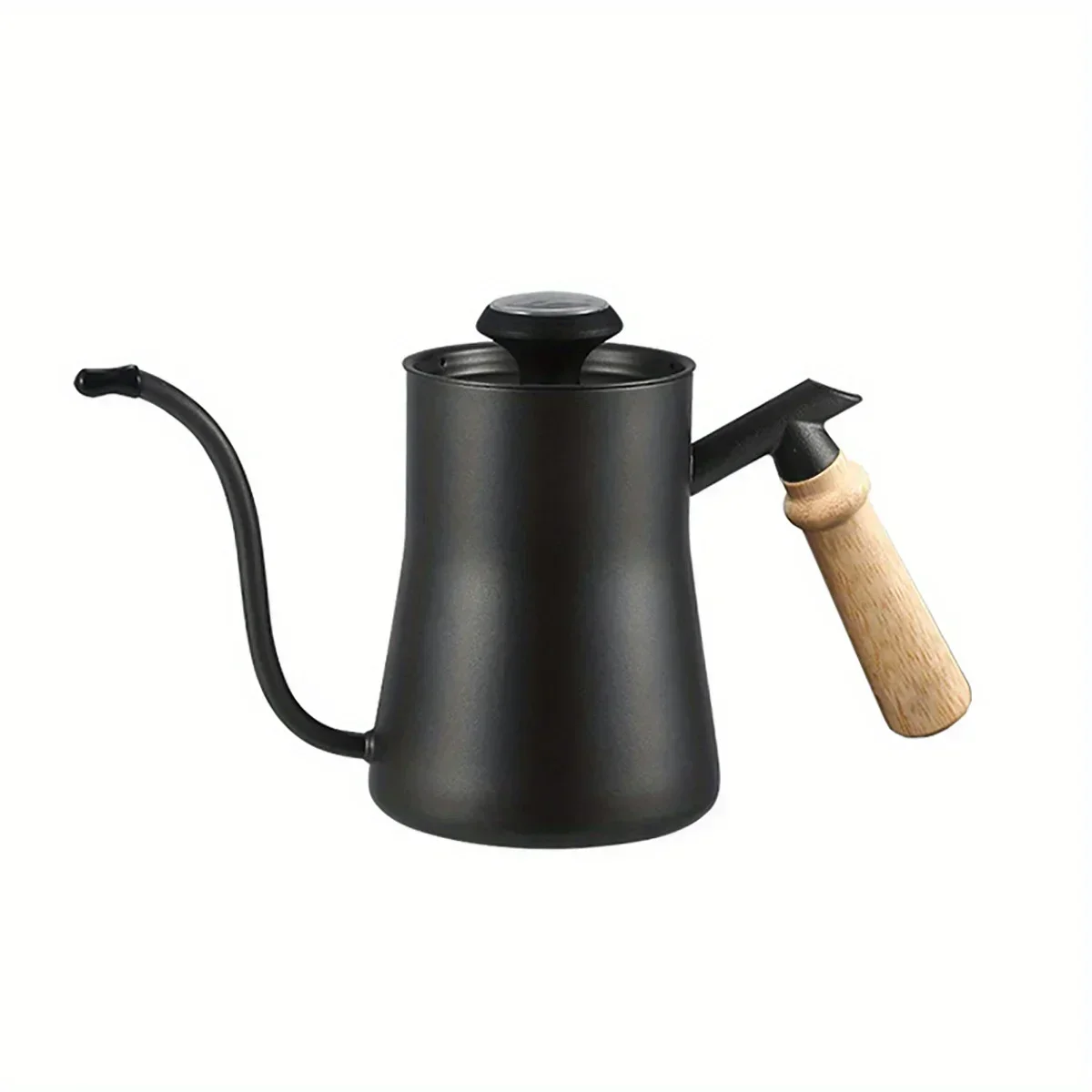 

1pc 304 Stainless Steel Black Gooseneck Pour Over Coffee Kettle,with Thermometer Lid,Hand Punch Coffee Tea Pot Retro Design550ml