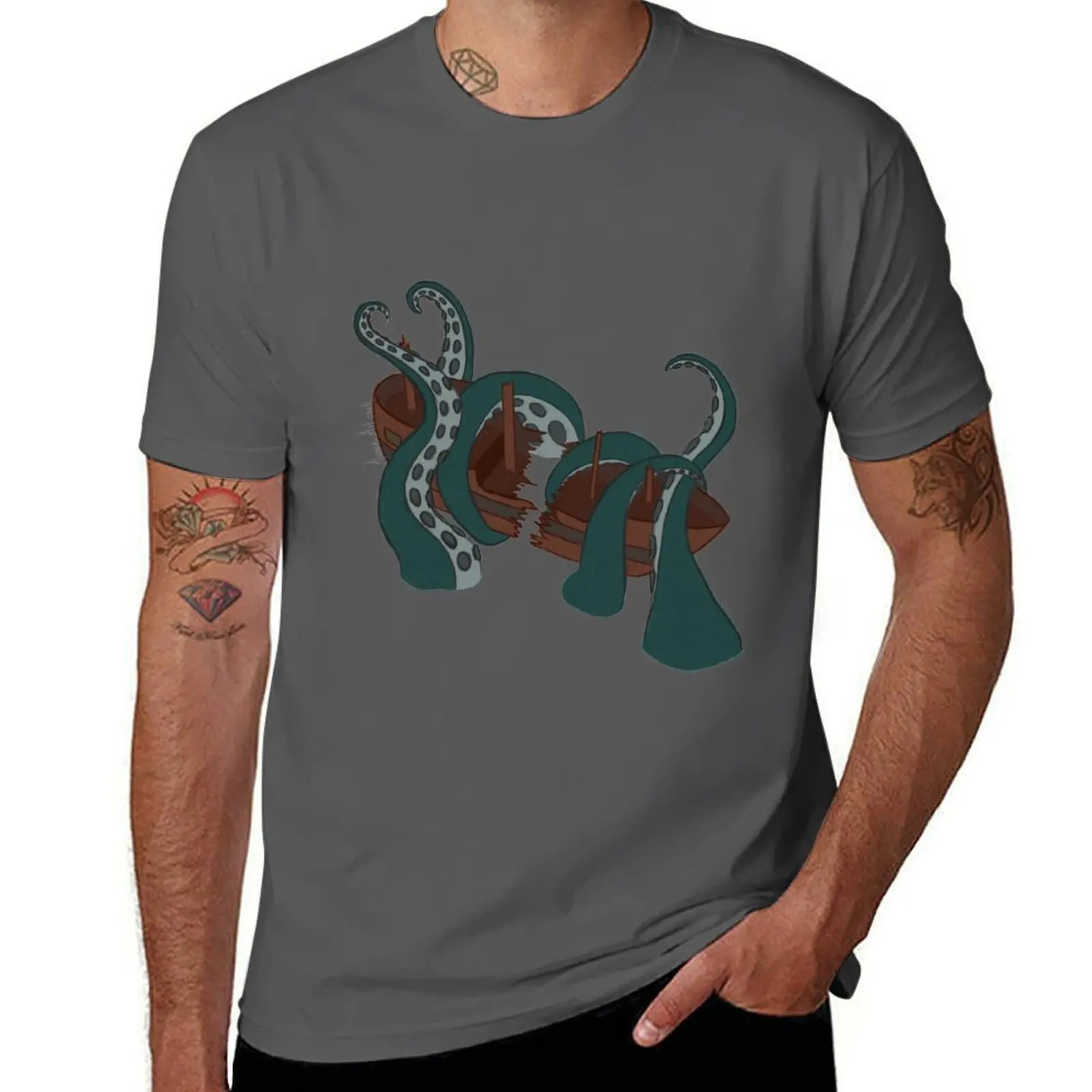

The Kraken. T-Shirt Simple Line Art Print Tee