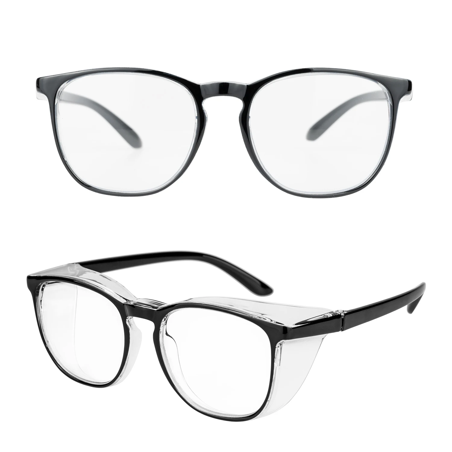 Blue-Light & UV Blocking Polycarbonate Safety Glasses Z87.1 Certified Scratch & Shatter-Proof with Top & Side Shield Model HM9