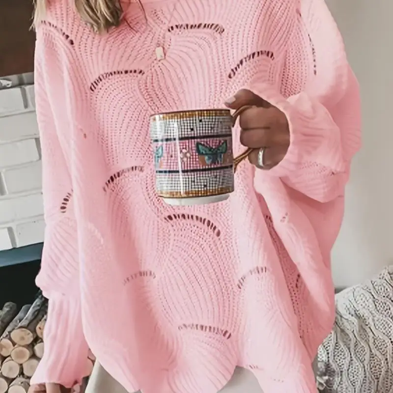 

Pure Color, большой размер, круглый свитер Ne с вырезами, женский зимний свитер средней длины больших размеров Princ Sve Thiened