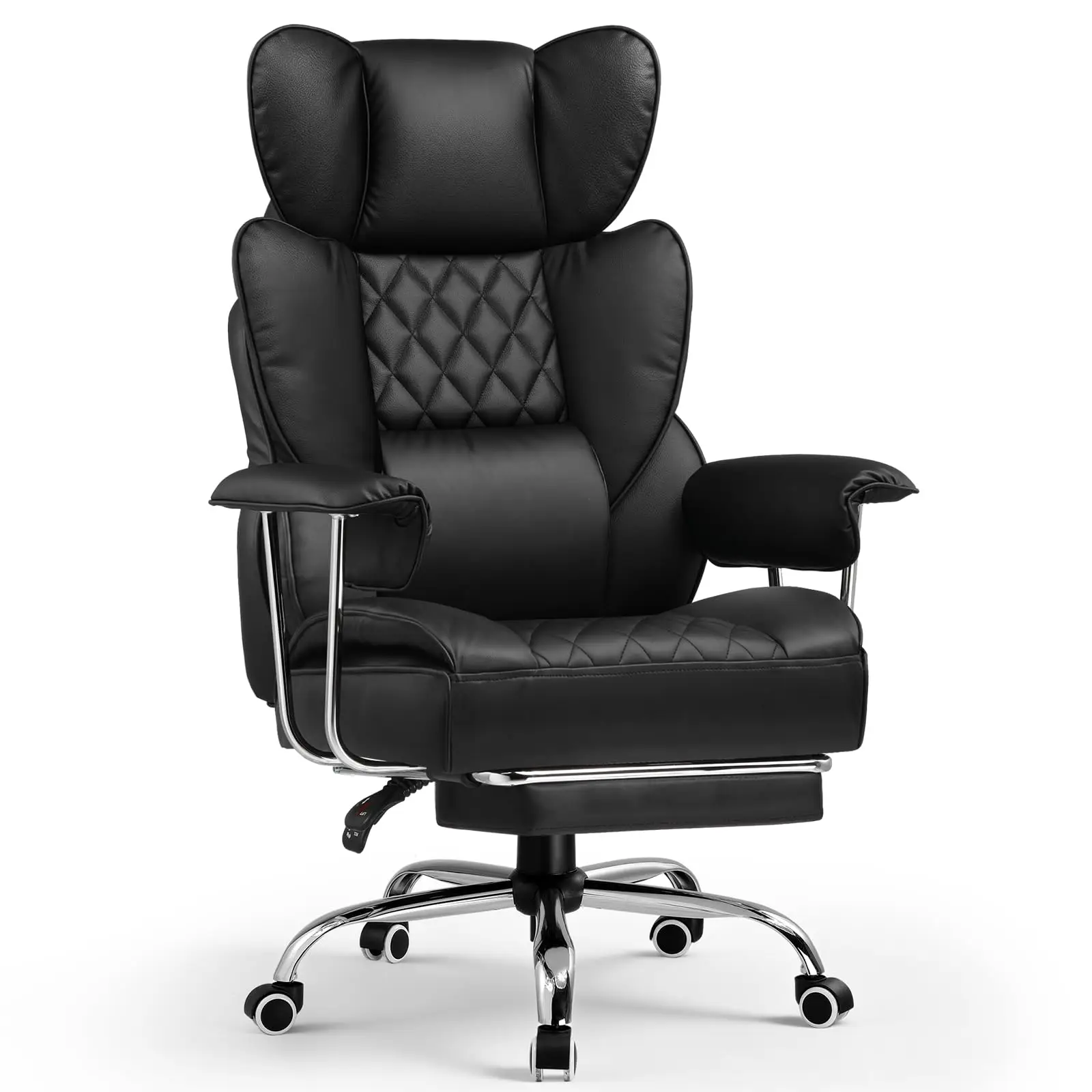 Big&Tall Ergonomic Gaming Chair, Wide Spring Seat, Linkage Armrest,Earth BLK