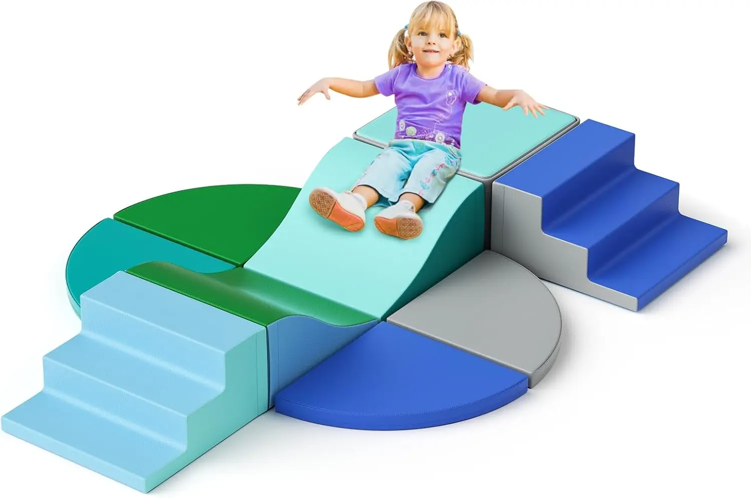 Foam Climbing Blocks, Soft Climbing Toys for Toddlers, 9 Pieces Crawl and Climb Foam Playset with Stair and Slide, Indoor Clim