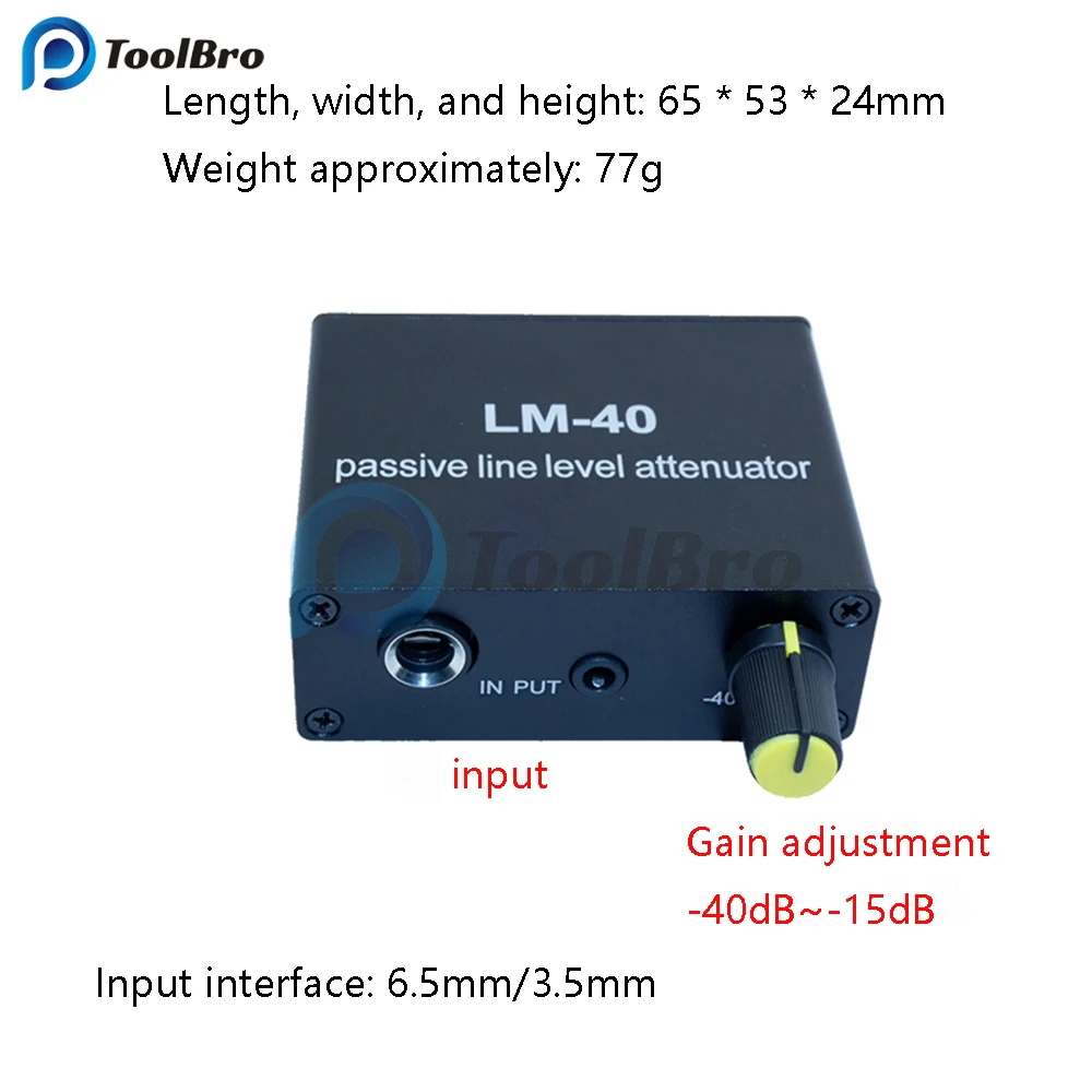 Passive Line Level Attenuator for Audio Output Signal Sound Card Speaker Microphone Electric Guitar High and Low Level Converter