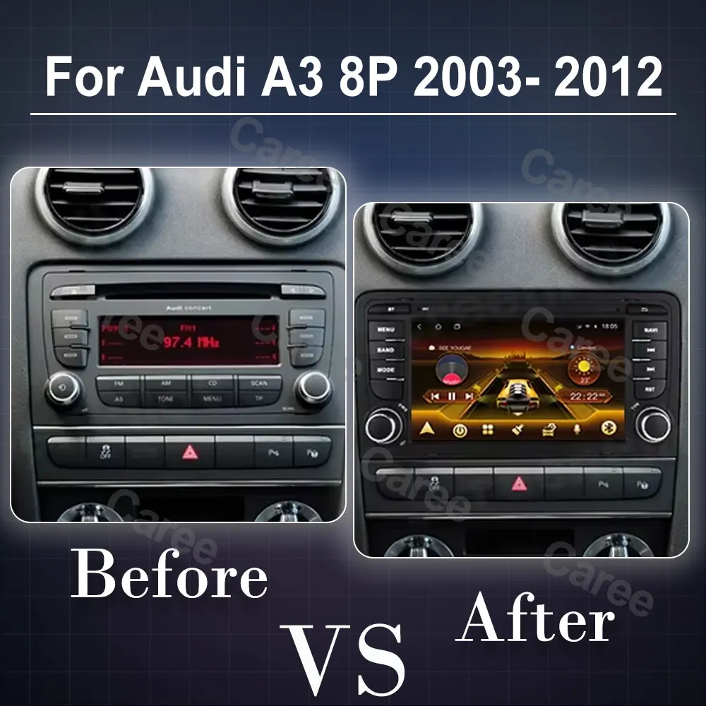 For Audi A3 8P 2003- 2012 Android 15 S3 RS3 Car Radio Intelligent System GPS Navigation Carplay Touch Screen RDS 8 Core Wifi 5G