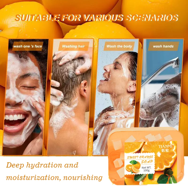 صابون جيلي برتقالي حلو غني بالبرتقال الحلو والجلسرين، ينظف الوجه والجسم بعمقًا ويرطب ويرطب