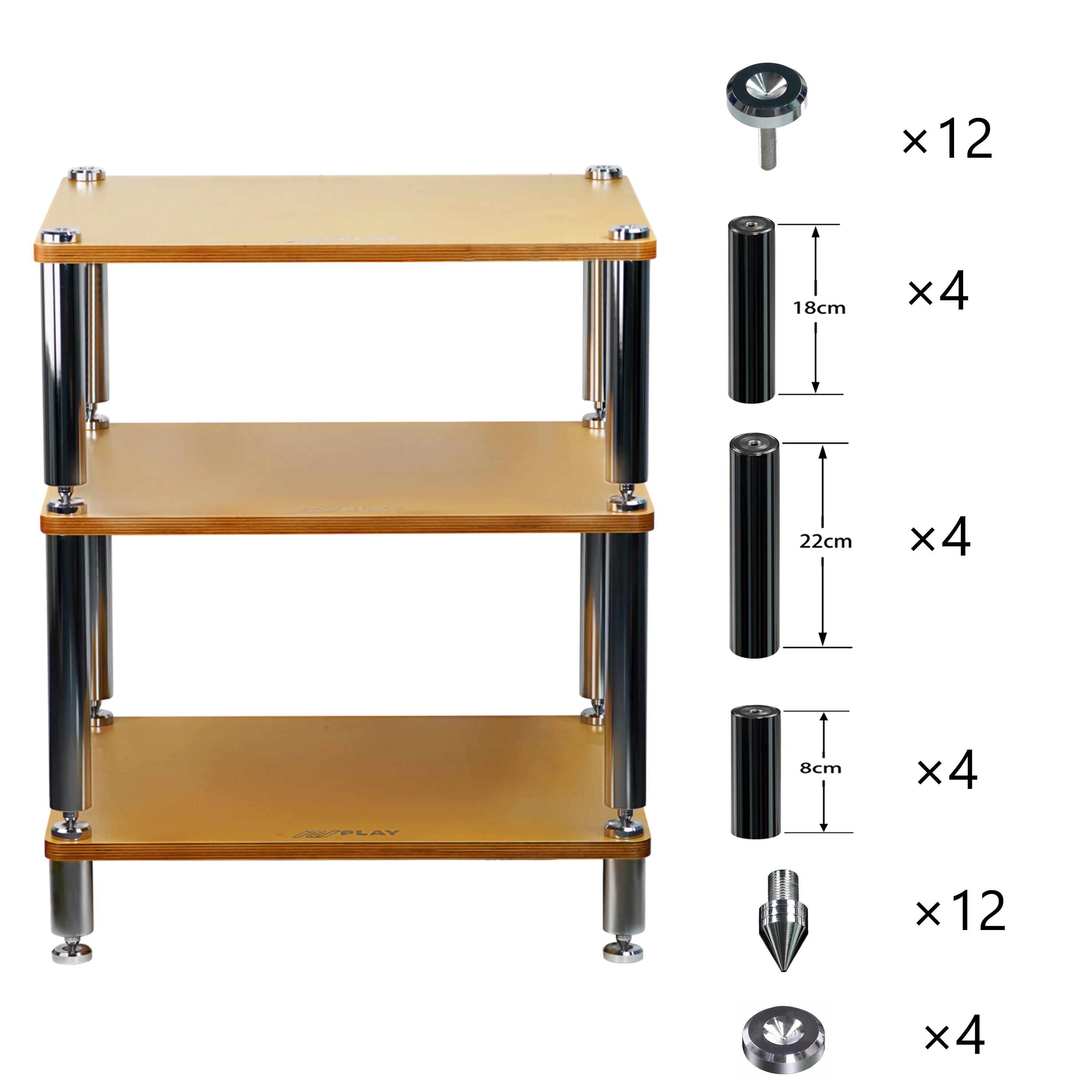 AVplay AV-605018- Rack Accessoires Eindversterker Rack Apparatuur Rack Statief Roestvrij Staal Schokabsorberende Nagel Kolom Benen