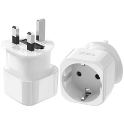 2 Piece Travel Adapter, Europe to UK Travel G-Plug Power Adapter for UK England Ireland Dubai Mauritius Singapore Wall Socket