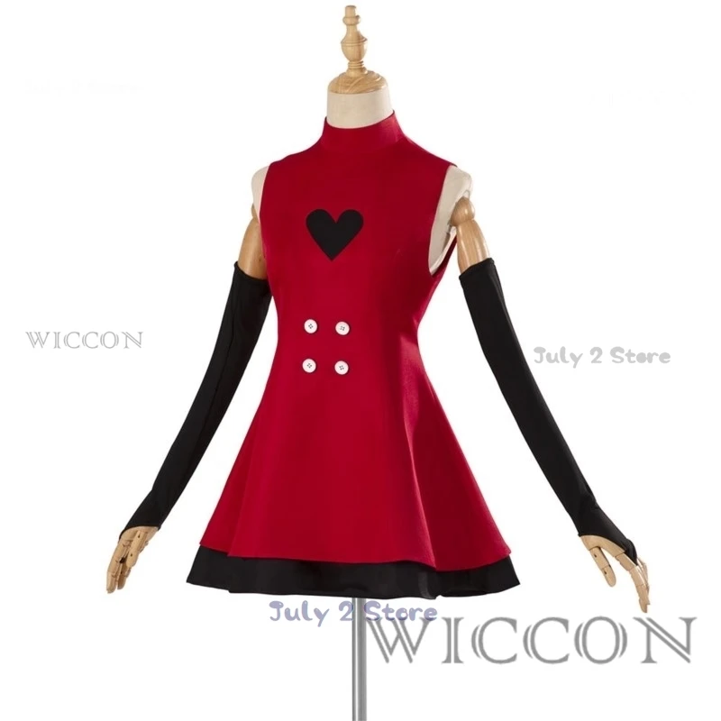 Anime Hazzbin per gli appassionati di gioco Hotel Charlie Cosplay Costume di Halloween bambini adulti vestito rosso parrucca coda di corno gonna senza maniche Sexy