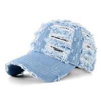 Baseball Cap Men Women Denim Blue Curve Bill Fitted Hat Sun Protection Accessory For Golf Holiday Running Sports Beach Outdoor