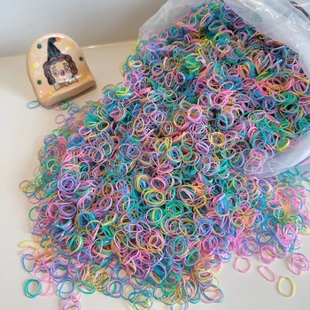 1000/2000 stks/zak Meisjes Kleurrijke Wegwerp Rubberen Band Haarbanden Hoofdband Kinderen Paardenstaart Houder Bands Kinderen Haaraccessoires