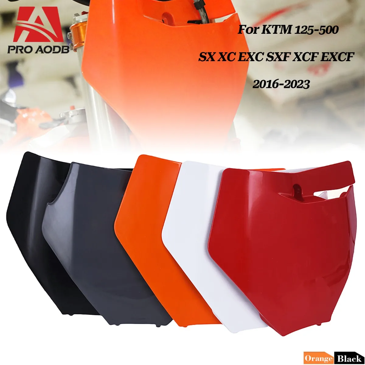 For KTM Motocross Front Number Plate Plastic Cover Black White Orange 125 150 250 300 350 450 EXC EXC-F SX SX-F XC XCF XCW XCF-W