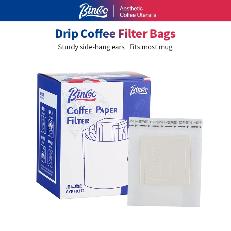 Bincoo 50 PCS Disposable Drip Coffee Filter Paper with Hanging Ears Portable Espresso Maker Paper Filter Home Kitchen Accessorie