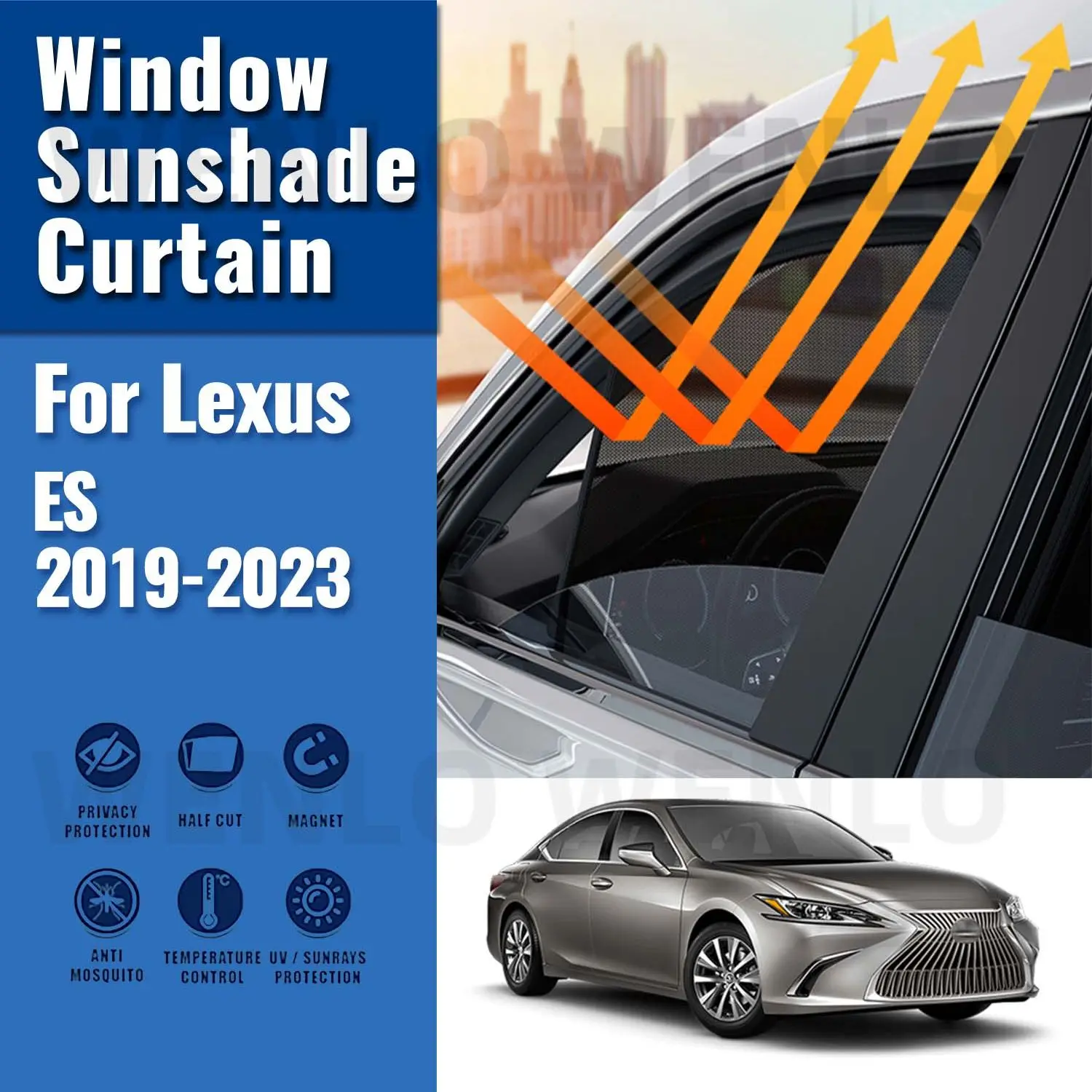 For LEXUS ES 2019-2023 Magnetic Car Sunshade Visor Front Windshield Frame Curtain Baby Rear Side Window Sun Shade Shield