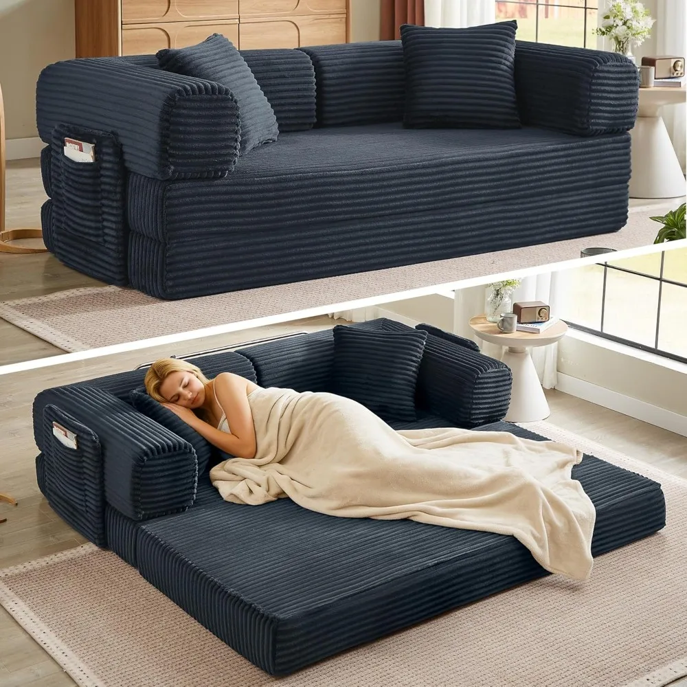 

Folding Couches for Living Room Sofa, Futon Sofa Bed with Sleeper Sofa, Futon Couch with Fixed-Shape Oversized Corduroy