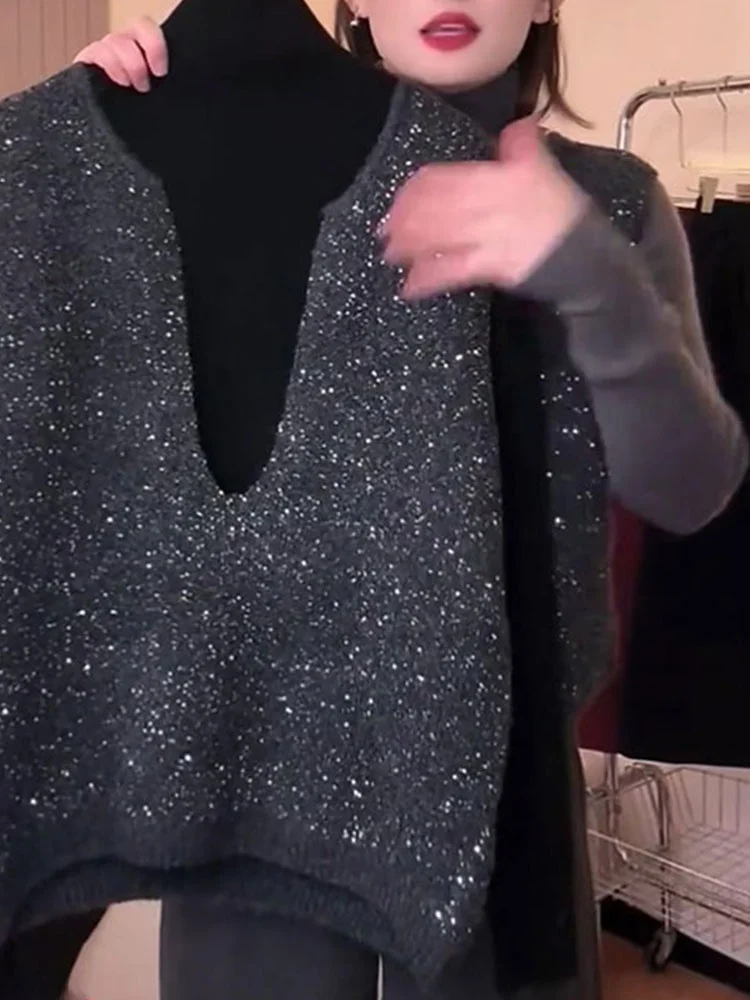 

Faionable Camere Вязаный жилет Svel Сверкающий топ Женская одежда для поездок на работу Sle Чистый цвет Другой материал 25-29 лет...