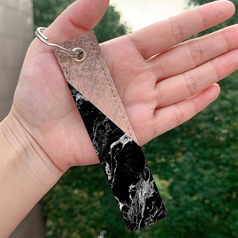 Fashion Brown border Collie florals pattern Keychain Strap Keyrings Hanging Holder Bag Car Wallet Trinket Keychain Hanging