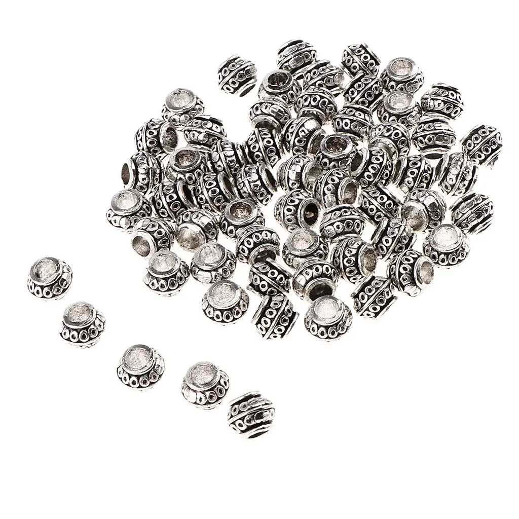 2 x60pcs בציר rondelle המרווח החרוזים גדול חור קמעות רופף