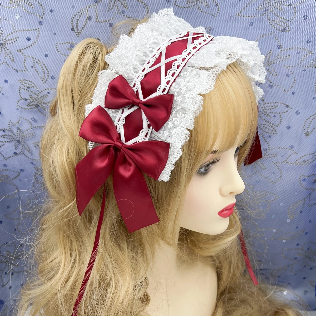 Japanische Spitze, Schleifenband, Lolita-Kopfschmuck, Ohren am Kopf, Stirnband, Lolita Maid, Anime, Cosplay, Haarschmuck