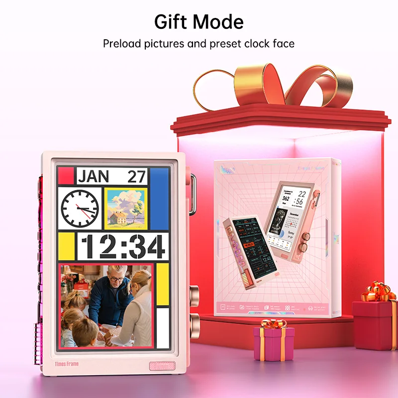 شاشة ألعاب Divoom Times مقاس 10.1 بوصة، شاشة WiFi ذكية عالية الدقة بكسل، ساعة يمكنك صنعها بنفسك، ملصق تشفير/مخزون، هدية مكتبية لتقويم الطقس