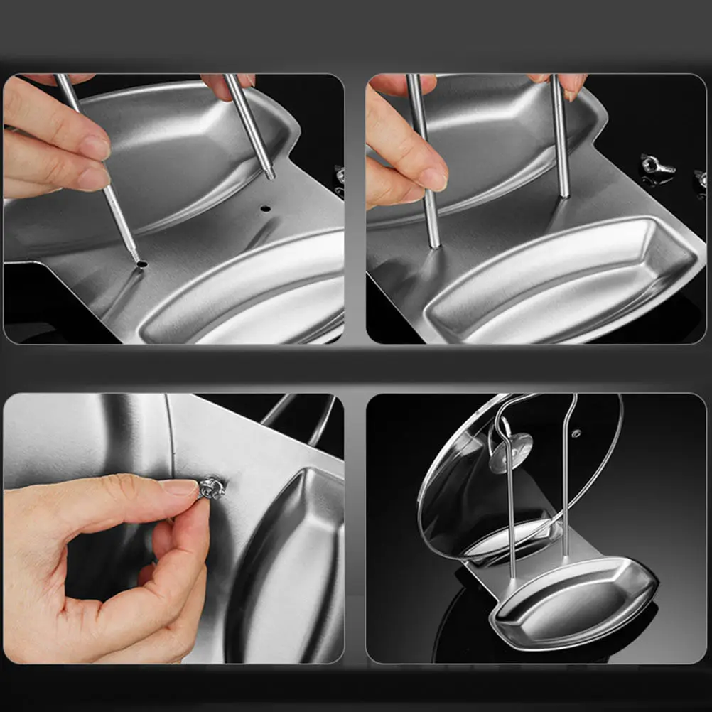 

Держатель для крышек из нержавеющей стали, 1 шт., компактный кухонный органайзер для хранения разделочных досок и крышек, серебристый