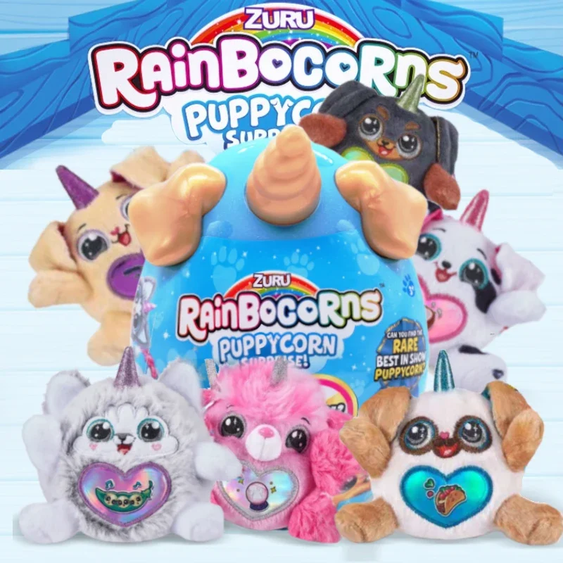 Cute Rainbocorns Puppycorns Surprise Scatch Reveal Heart Puppy Blind Box Soft Stuffed Plush Dolls Girls Children Birthday Gifts