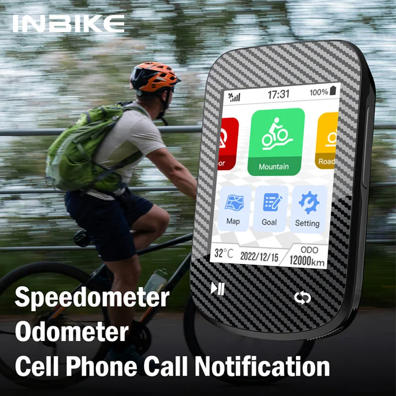 INBIKE 2.4 Inch Bicycle Computer GPS Color Screen Wireless Bluetooth Bike Odometer Mountain Road Bike Speedometer Accessories