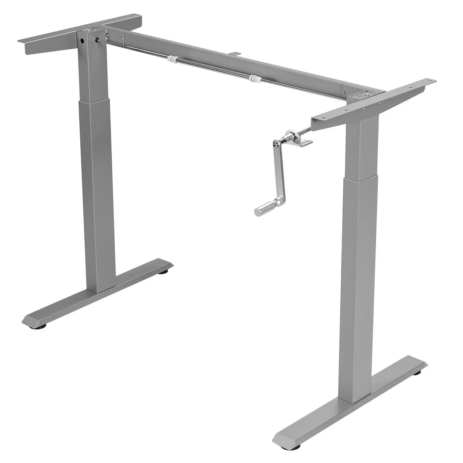 Costway Hand Crank Sit to Stand Desk Frame Height Adjustable Standing Base Grey  HW67624GR