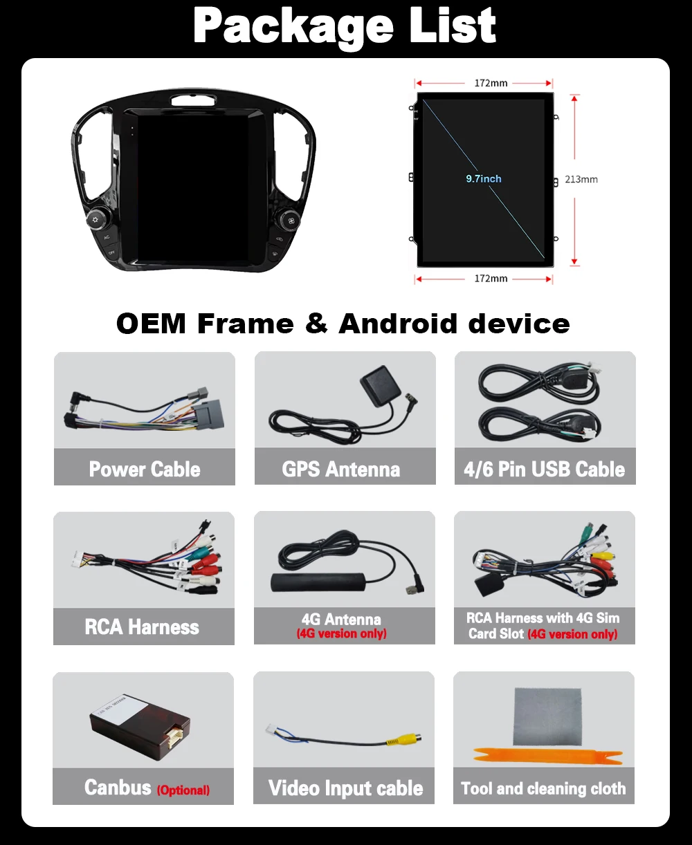 

9.7" Android 14 For 2011 - 2019 Carplay Car Radio Player Multimedia WIFI IPS QLED Navigation GPS Stereo Head Unit