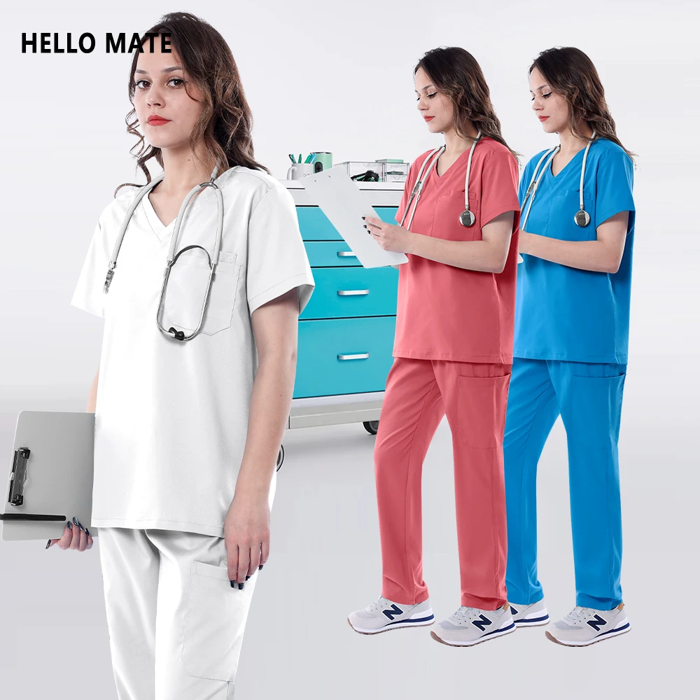 Unisex Workwear Beauty Agency Work Set Women Men Hospital Surgical Uniform Clinic Scrub Suit Medical Uniform Nursing Accessories