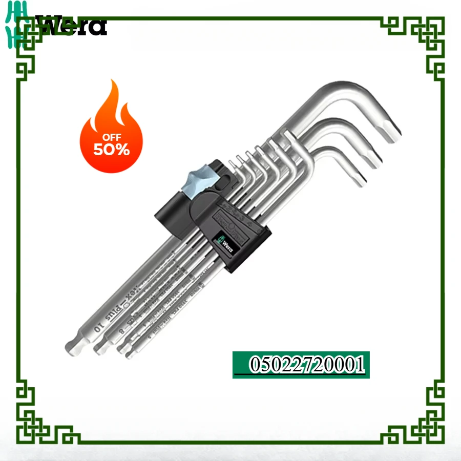 Wera 9 Pieces L-Shape Metric Hex Spanner Set Multifunctional Wrench Set 3950 PKL/Hex Key Allen Wrench Set 05022720001