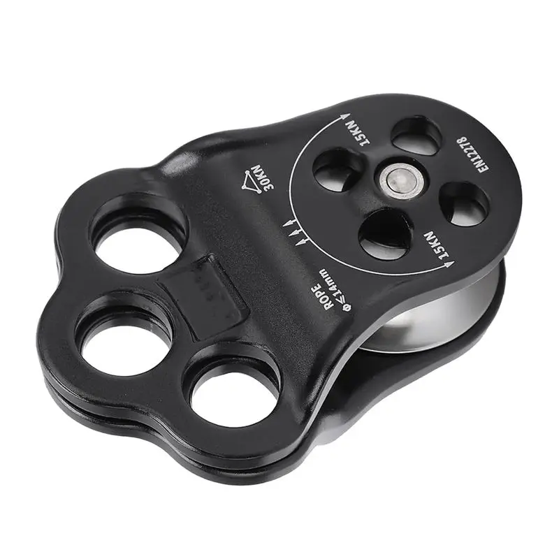 [A19P Newest!!] 30KN Climbing Pulley, Three Hole Hitch Climbing Assist Pulley Climber Double Bearing For Rock Rappelling view 2