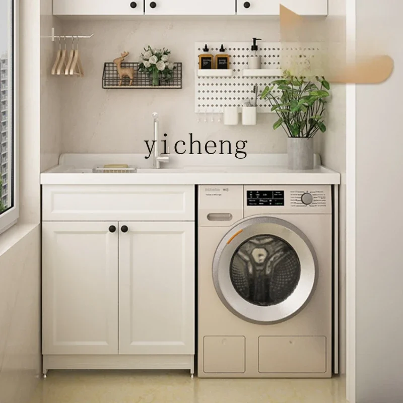 Alumimum Washing Machine All-in-One Cabinet Bathroom Wash Basin Combination