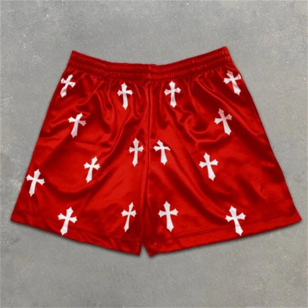 Y2K Ginásio Shorts para Homens Mulheres Verão Fitness Jogging Anjo Cruz 3D Impressão Casual Shorts Quick Dry Esportes Calças Curtas Sweatpants