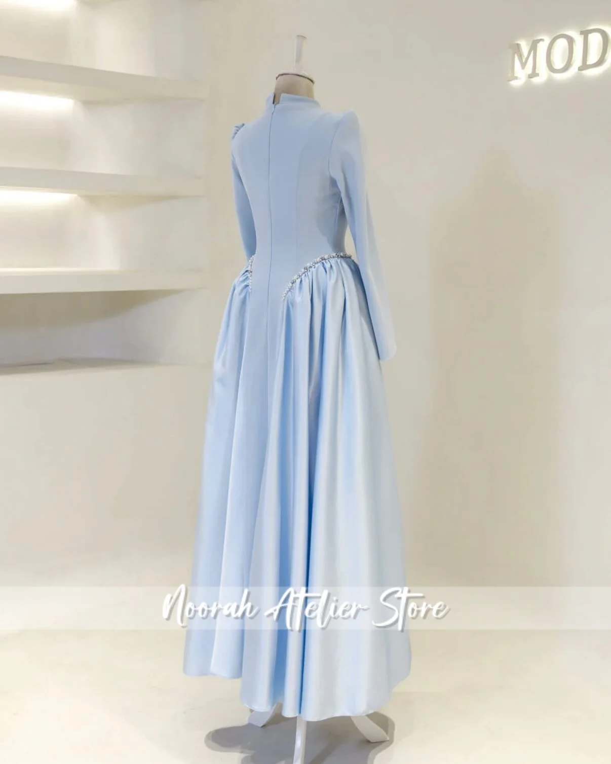 Élégant col haut arabe robes de bal perles châle robe de bal Aline robe formelle pour femme robe islamique robe de bal personnalisé